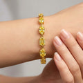 15.75Ct, Multi Shape Fancy Vivid Yellow Diamond Tennis Bracelet In 18K Yellow Gold - 17Grams