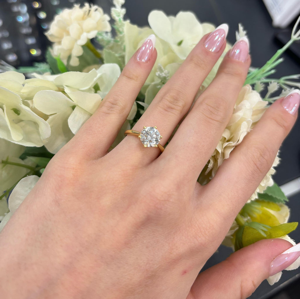 IGI Certified 2.00CT E/VS Classic Round Diamond Solitaire Engagement Ring in 18K Gold / Platinum