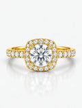 Round Diamond Engagement Ring Halo Set Diamond Solitaire with side Ring IGI Lab Grown in 18K Yellow Gold