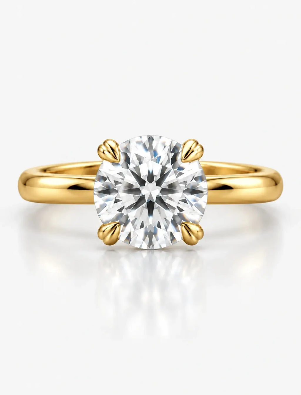 Lab Grown IGI Certified Round Diamond Solitaire Claw Setting Engagement Ring 18k Yellow Gold