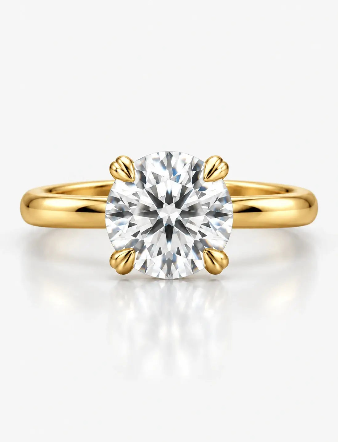 Lab Grown IGI Certified Round Diamond Solitaire Claw Setting Engagement Ring 18k Yellow Gold
