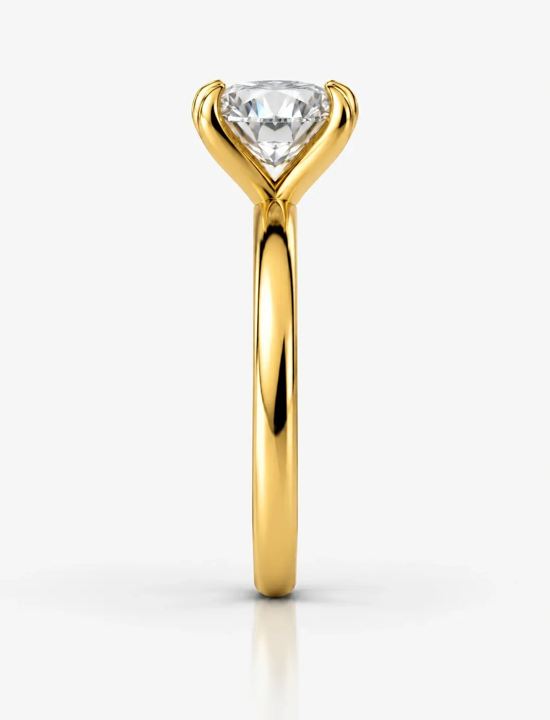Lab Grown IGI Certified Round Diamond Solitaire Claw Setting Engagement Ring 18k Yellow Gold