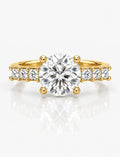 Lab Grown Diamond IGI Certified Round & Princess Cut Diamond Claw Set Engagement Ring 18K Yellow Gold