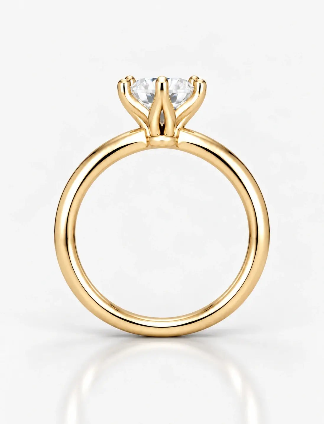 Round Brilliant Cut Diamond Solitaire Engagement Ring IGI Lab Grown in 18K Yellow Gold