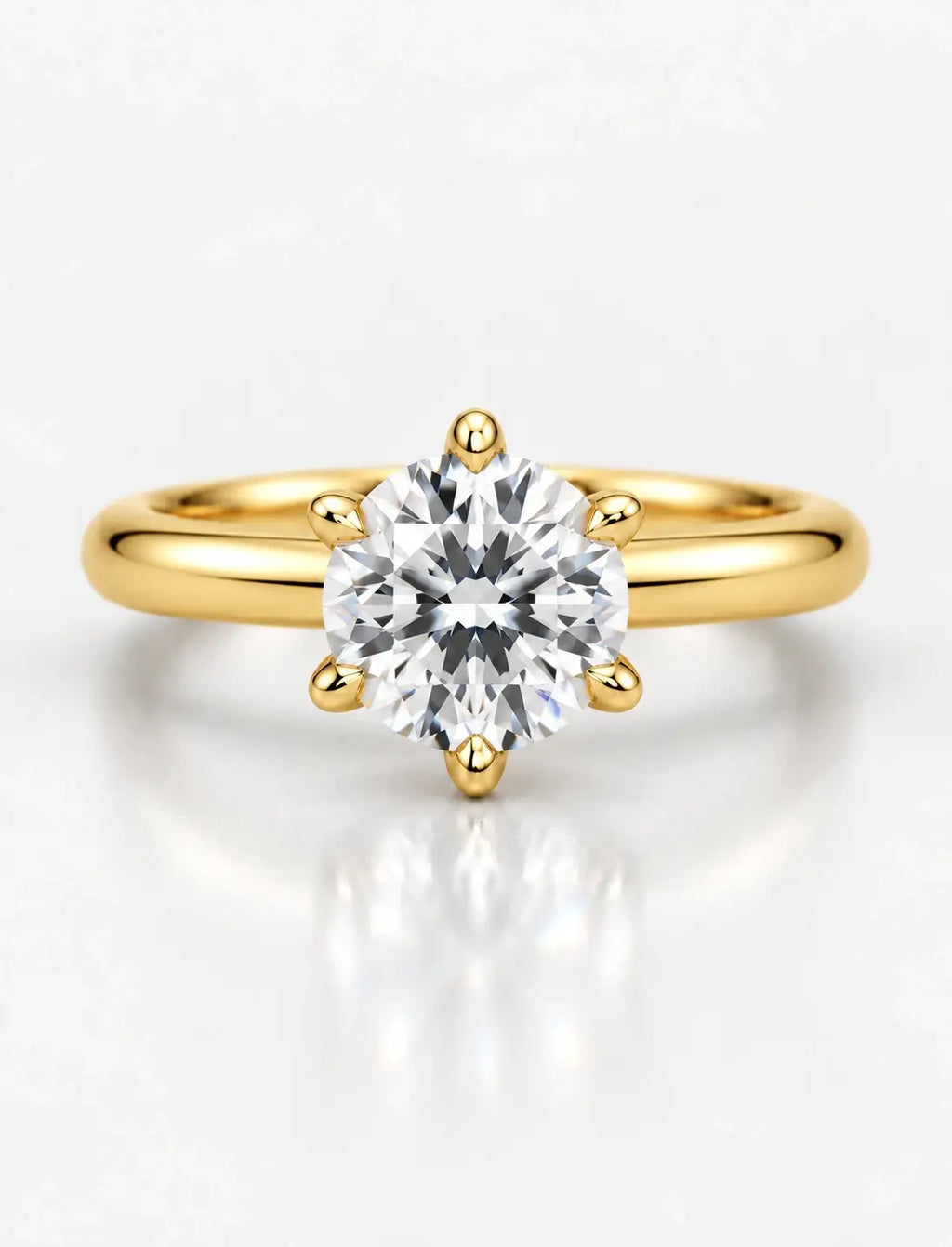 Round Brilliant Cut Diamond Solitaire Engagement Ring IGI Lab Grown in 18K Yellow Gold