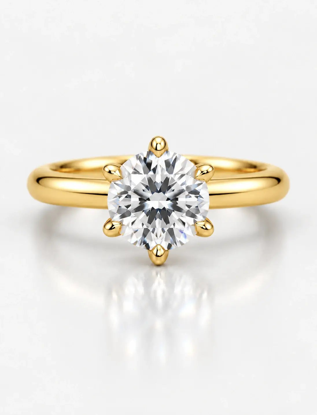 Round Brilliant Cut Diamond Solitaire Engagement Ring IGI Lab Grown in 18K Yellow Gold