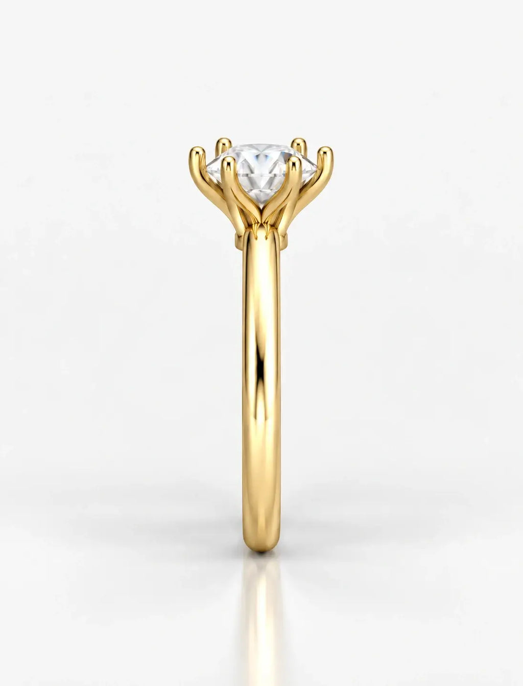 Round Brilliant Cut Diamond Solitaire Engagement Ring IGI Lab Grown in 18K Yellow Gold