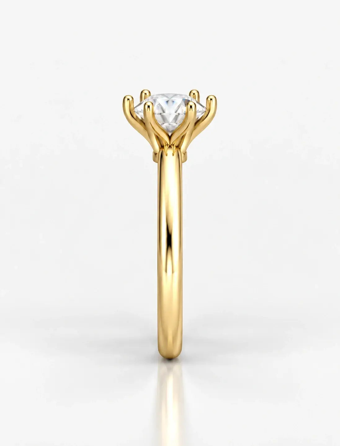 Round Brilliant Cut Diamond Solitaire Engagement Ring IGI Lab Grown in 18K Yellow Gold