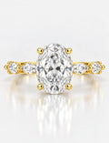 IGI Certified Lab Grown Oval Cut Diamond with Marquise Diamond Engagement Ring in 18K Yellow Gold