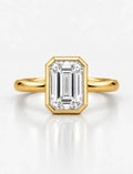 IGI Certified Emerald E/VS1 Diamond Engagement Ring 18k Yellow Gold Labgrown 2.70Ct Bezel Set Solitaire