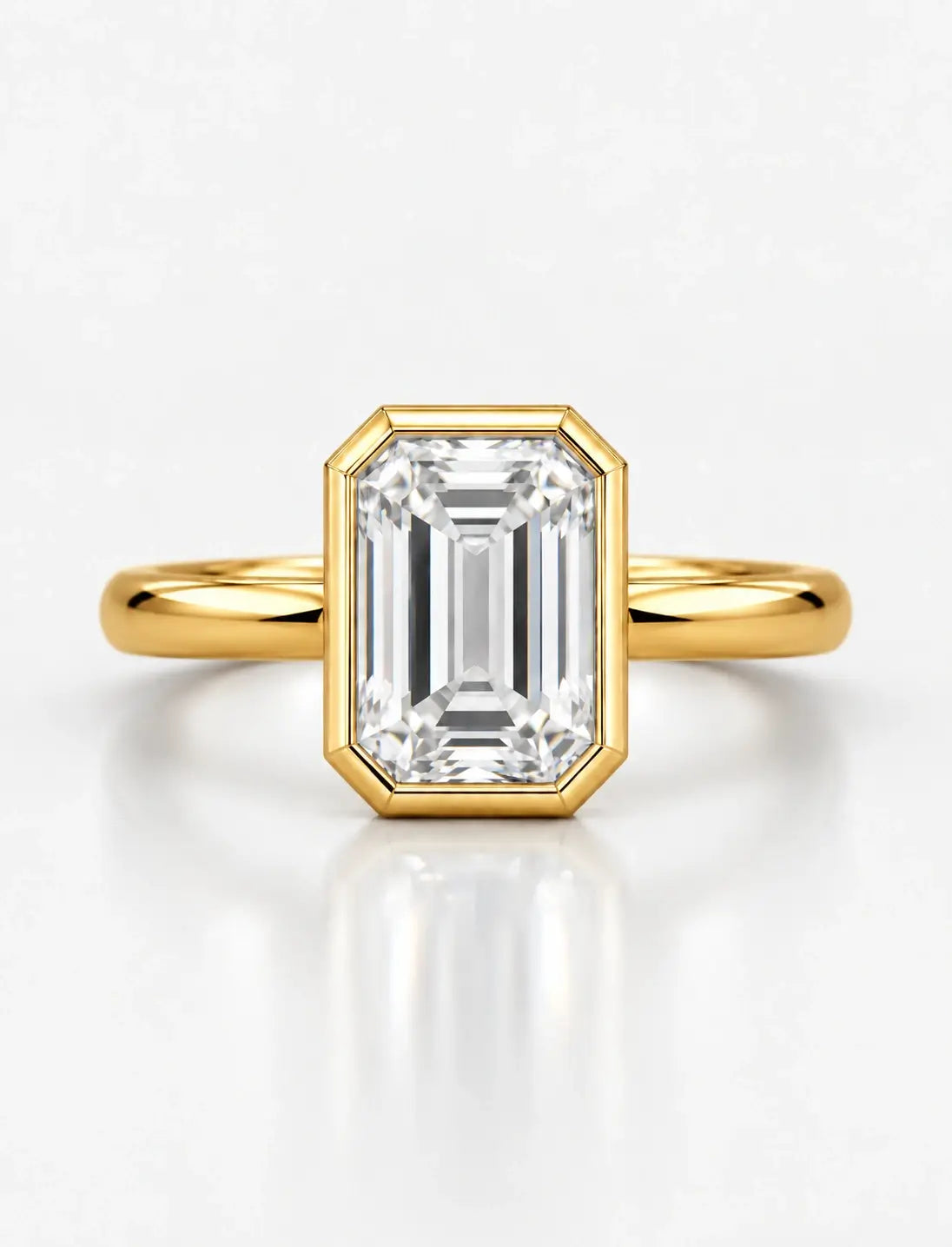 IGI Certified Emerald E/VS1 Diamond Engagement Ring 18k Yellow Gold Labgrown 2.70Ct Bezel Set Solitaire