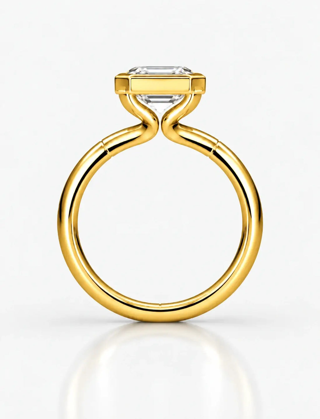 IGI Certified Emerald E/VS1 Diamond Engagement Ring 18k Yellow Gold Labgrown 2.70Ct Bezel Set Solitaire