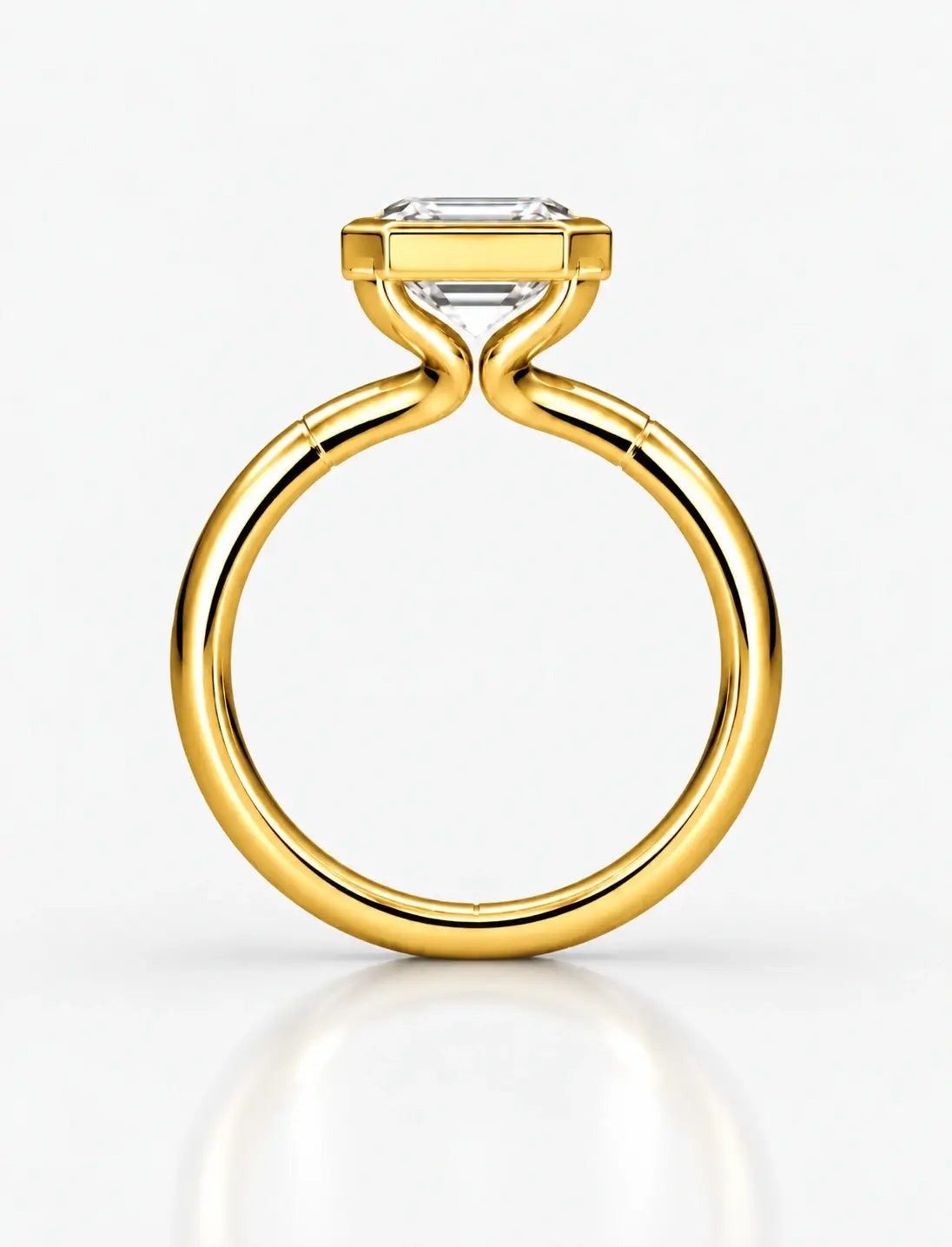 IGI Certified Emerald E/VS1 Diamond Engagement Ring 18k Yellow Gold Labgrown 2.70Ct Bezel Set Solitaire