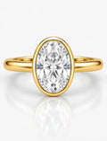 IGI Certified Lab Grown 2.00Ct Oval Diamond Bezel Set Solitaire Engagement Ring in 18k Yellow Gold