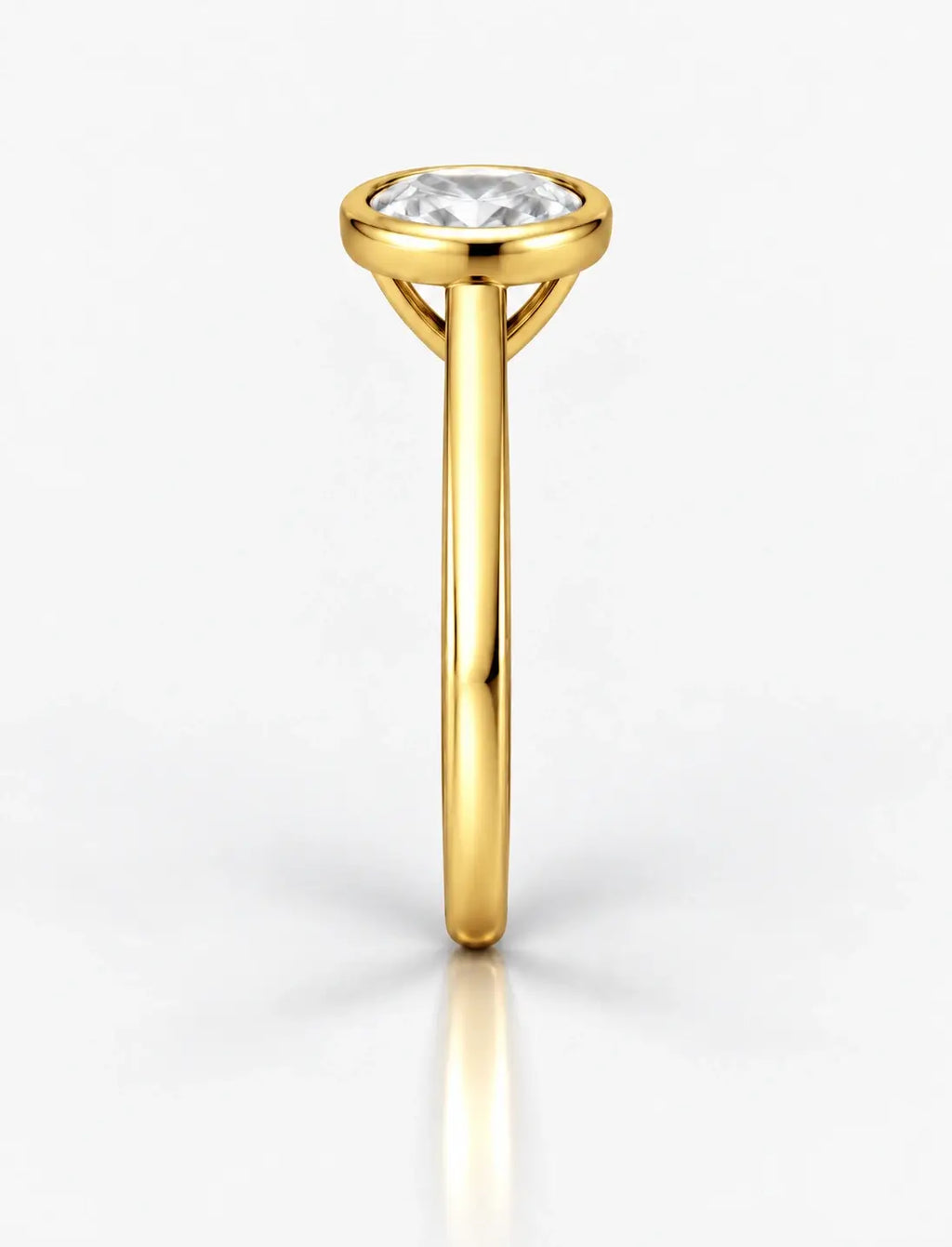 IGI Certified Lab Grown 2.00Ct Oval Diamond Bezel Set Solitaire Engagement Ring in 18k Yellow Gold