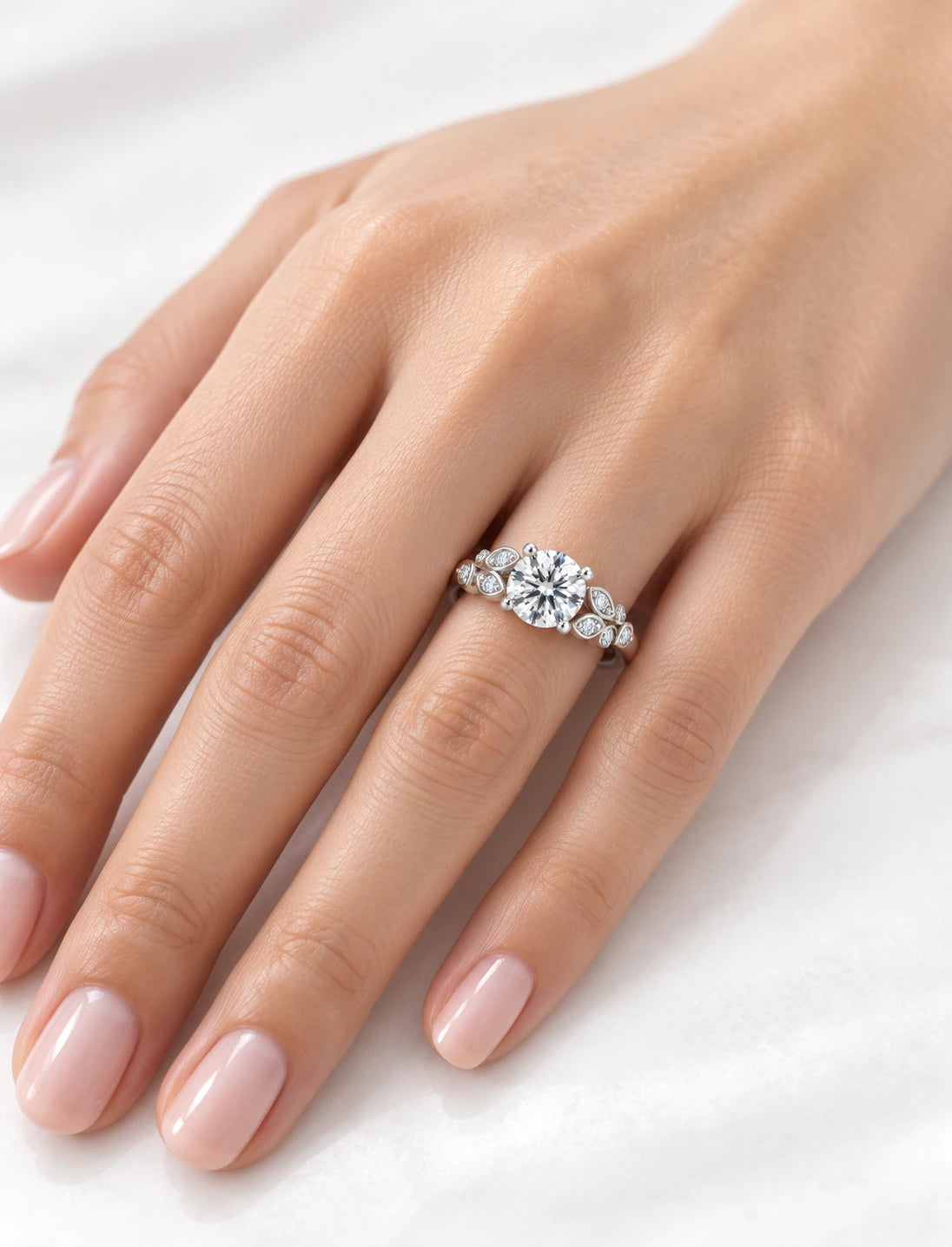 IGI Certified Round Lab Grown Diamond Solitaire with side Diamond Engagement Ring in 18K Yellow Gold