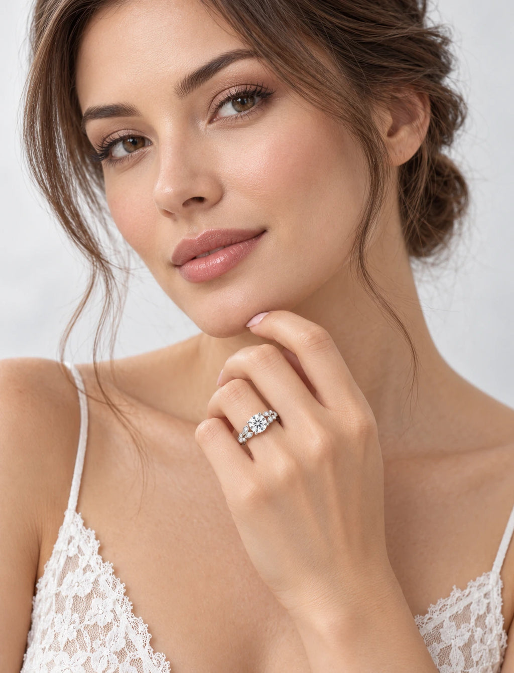 IGI Certified Round Lab Grown Diamond Solitaire with side Diamond Engagement Ring in 18K Yellow Gold