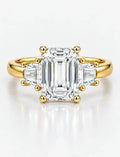 IGI Lab Grown The Classic Three-Stone Emerald Cut Diamond Engagement Ring with Trapezoid Side Stones in 18K Yellow Gold