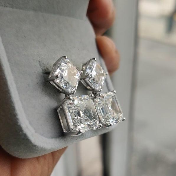 Last Piece ! Certified Huge 26.30Ct Asscher Diamond Dangle Earrings in Platinum 14.20Gram