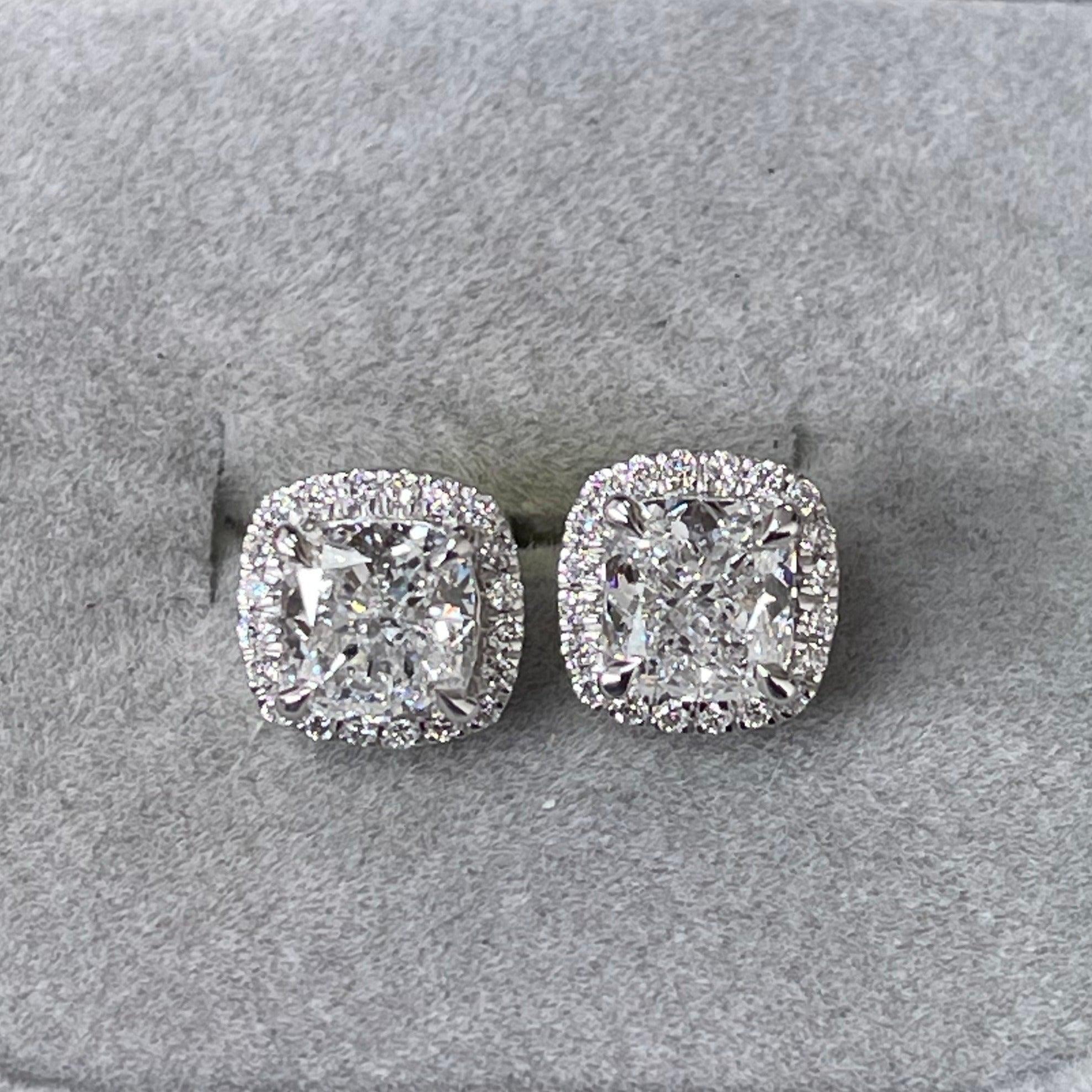 cushion diamond halo earring