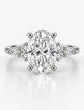 Oval Diamond Engagement Ring with side Marquise & Round DIamond IGI Certified Lab Grown Ring in Platinum