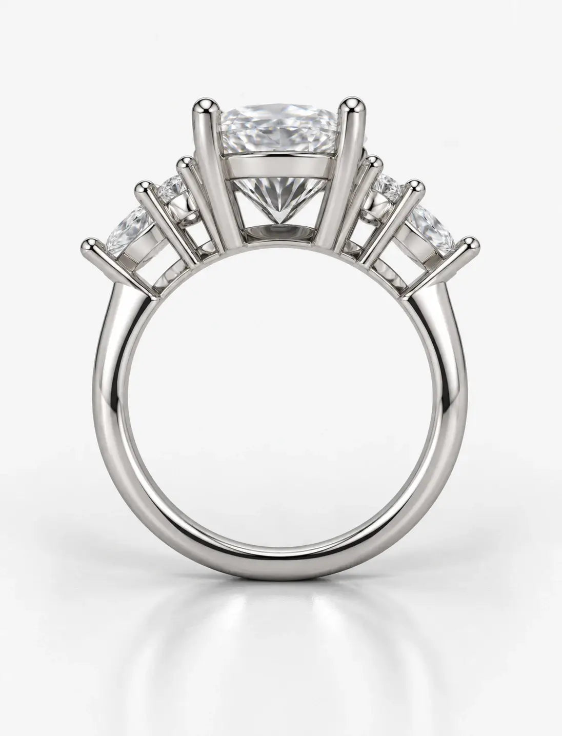 Oval Diamond Engagement Ring with side Marquise & Round DIamond IGI Certified Lab Grown Ring in Platinum