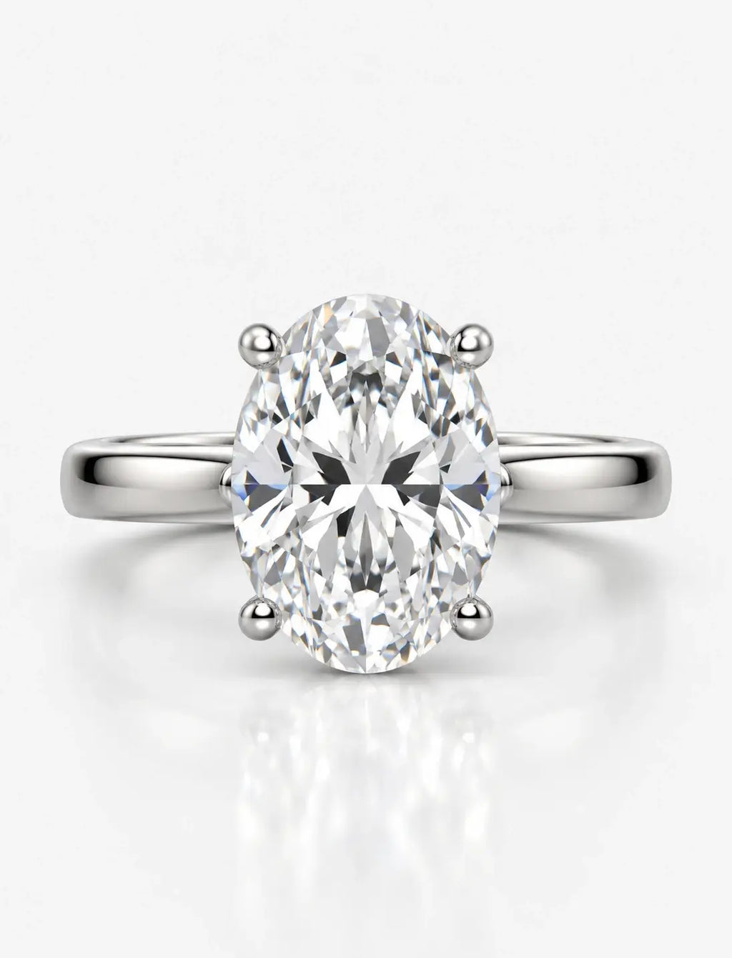 Oval Diamond Engagement Ring Claw Set Oval Solitaire Ring 4.29Ct IGI Certified Lab Grown Ring in Platinum