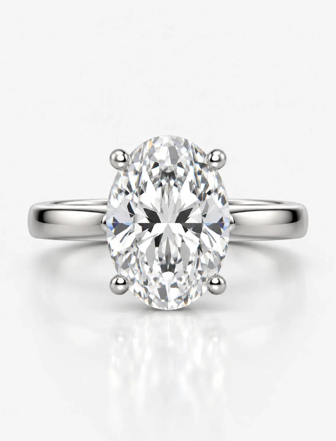 Oval Diamond Engagement Ring Claw Set Oval Solitaire Ring 4.29Ct IGI Certified Lab Grown Ring in Platinum