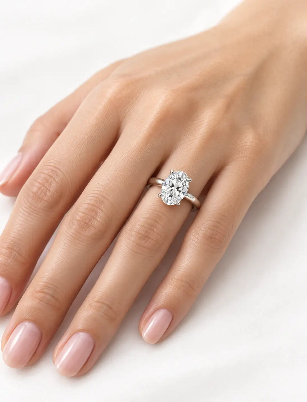 Oval Diamond Engagement Ring Claw Set Oval Solitaire Ring 4.29Ct IGI Certified Lab Grown Ring in Platinum
