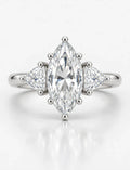 Marquise Cut Diamond Engagement Ring Women's IGI Certified Lab Grown with Side Trillion Cut Diamond Trilogy Ring In Platinum