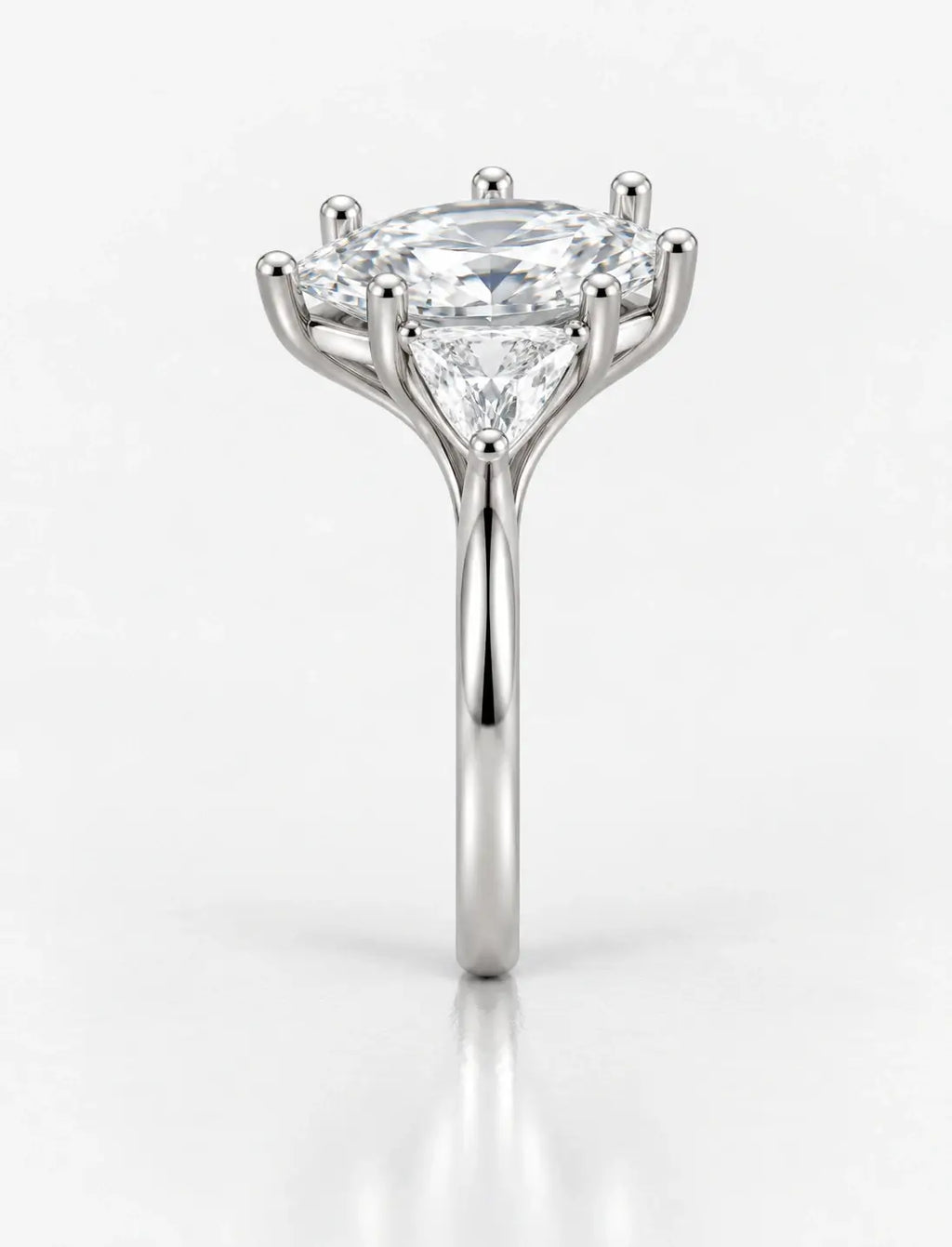 Marquise Cut Diamond Engagement Ring Women's IGI Certified Lab Grown with Side Trillion Cut Diamond Trilogy Ring In Platinum