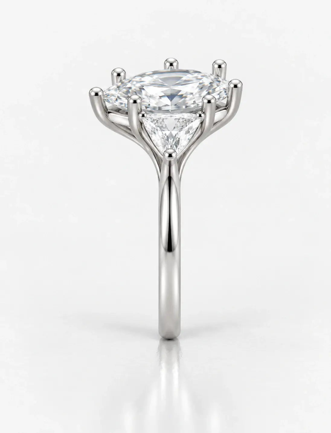 Marquise Cut Diamond Engagement Ring Women's IGI Certified Lab Grown with Side Trillion Cut Diamond Trilogy Ring In Platinum
