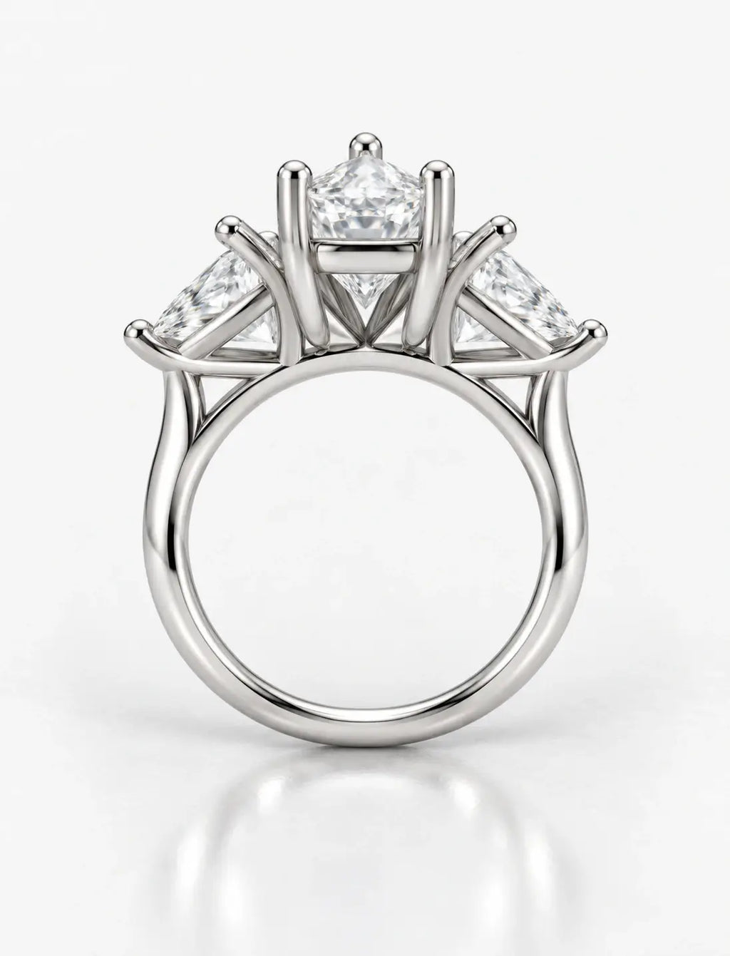 Marquise Cut Diamond Engagement Ring Women's IGI Certified Lab Grown with Side Trillion Cut Diamond Trilogy Ring In Platinum