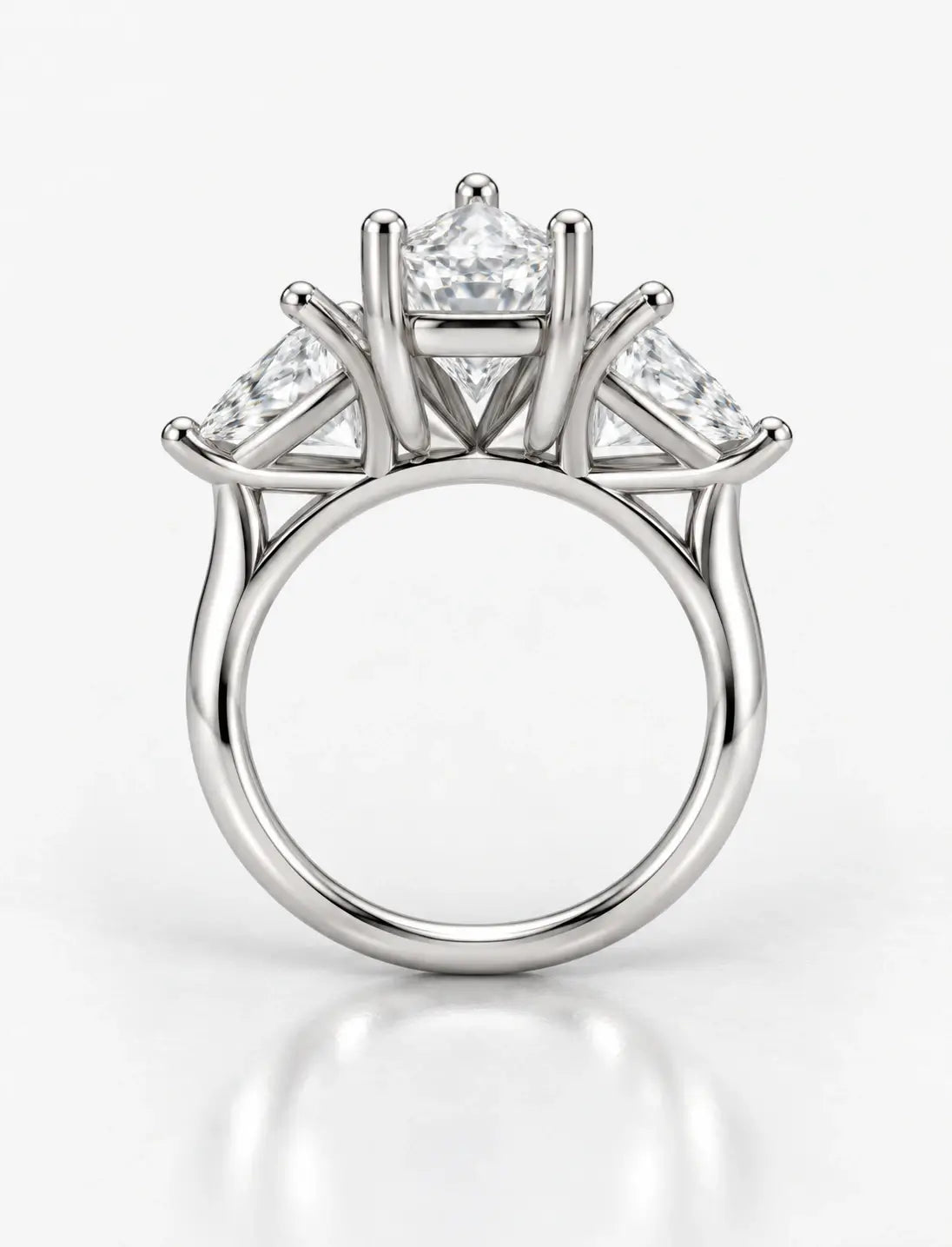 Marquise Cut Diamond Engagement Ring Women's IGI Certified Lab Grown with Side Trillion Cut Diamond Trilogy Ring In Platinum