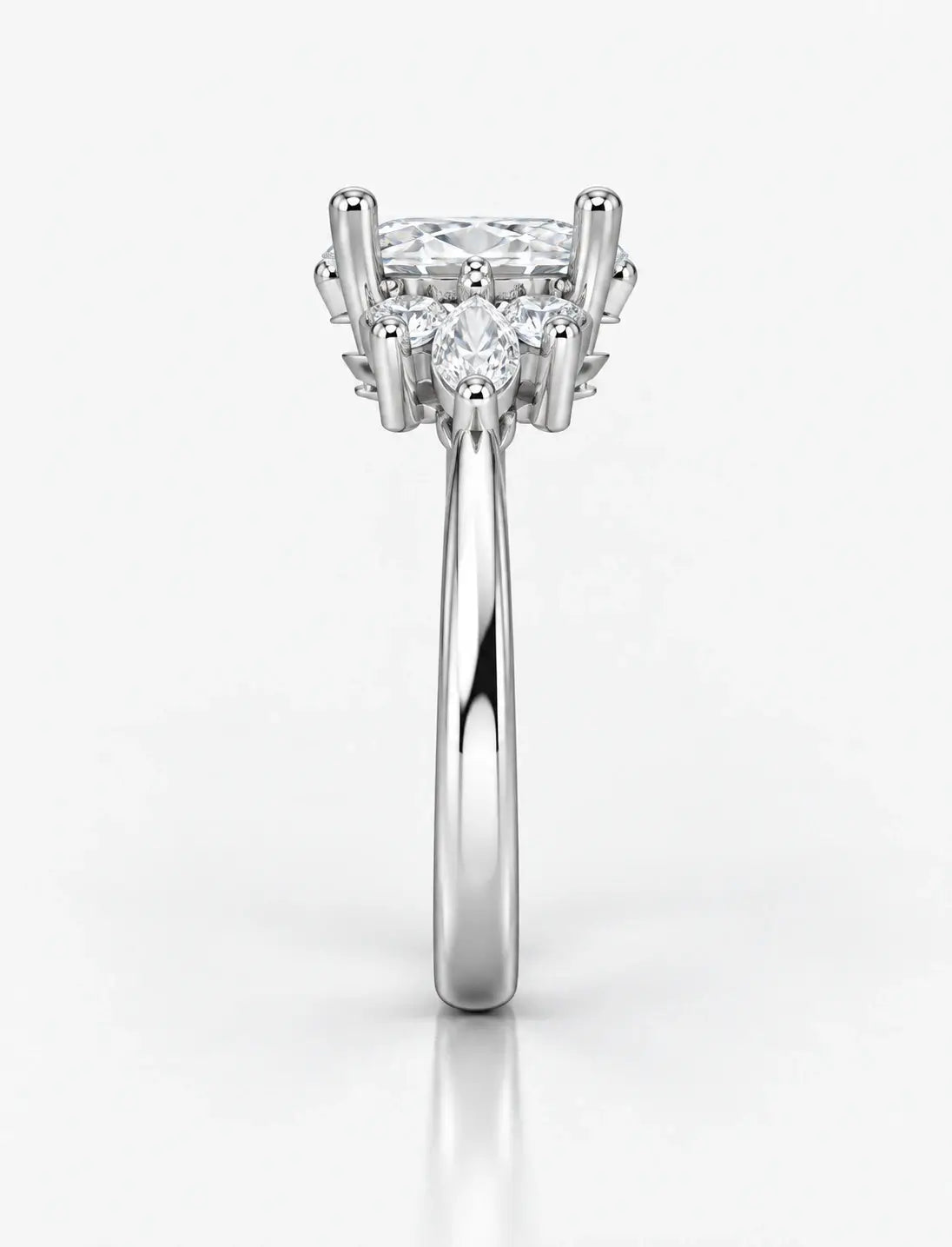 Oval and Marquise 1.95 Carat Diamond Engagement Ring Cluster Ring IGI Certified Lab Grown Ring in Platinum