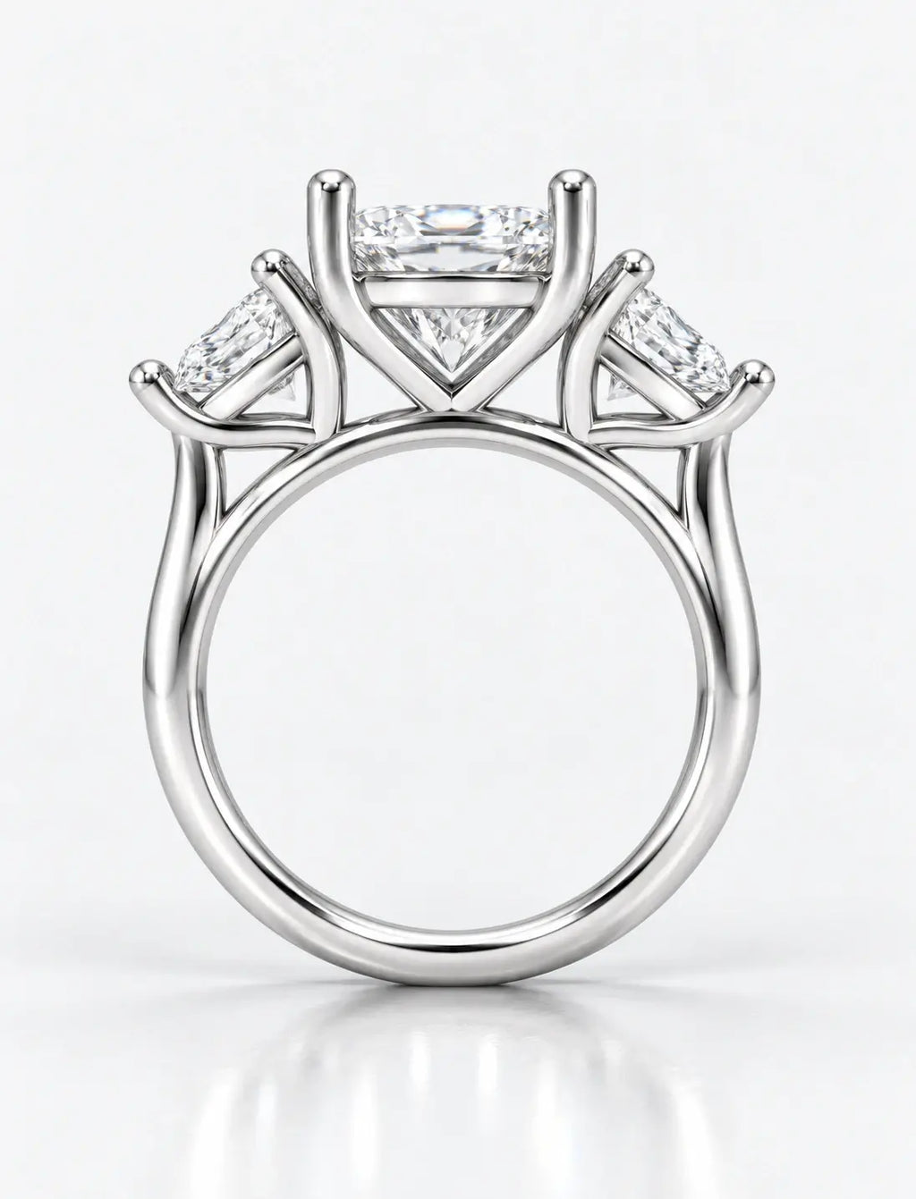 Lab Grown IGI Certified Oval With Side Trillion Engagement Three Stone Engagement Ring Platinum