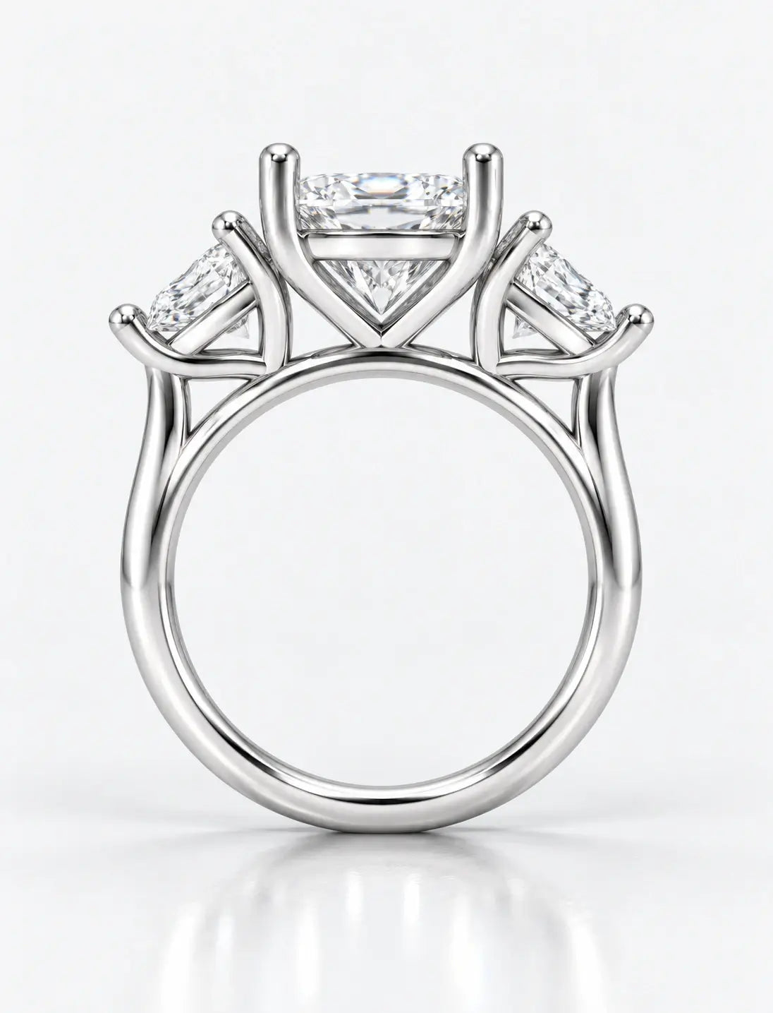 Lab Grown IGI Certified Oval With Side Trillion Engagement Three Stone Engagement Ring Platinum