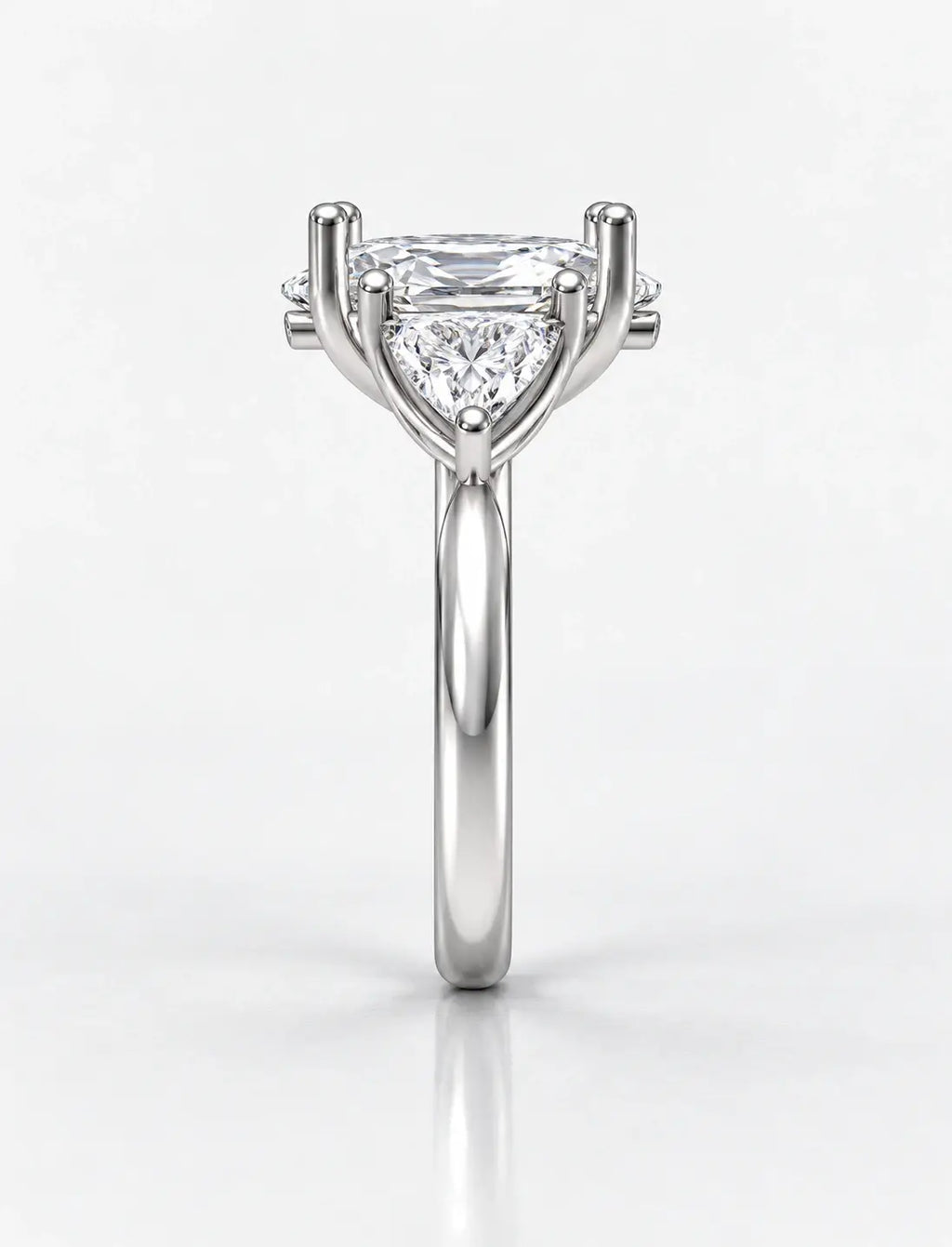 Lab Grown IGI Certified Oval With Side Trillion Engagement Three Stone Engagement Ring Platinum