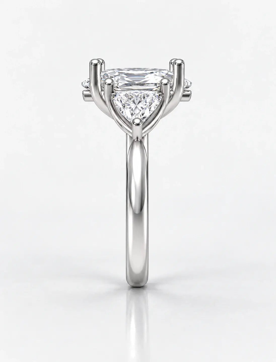 Lab Grown IGI Certified Oval With Side Trillion Engagement Three Stone Engagement Ring Platinum