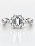 Lab Grown IGI Certified 1.25Ct Emerald & Marquise Round Diamond Engagement Ring Platinum