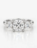 IGI Certified Lab Grown Cushion-Cut Three-Stone Diamond Engagement Ring in Gold & Platinum