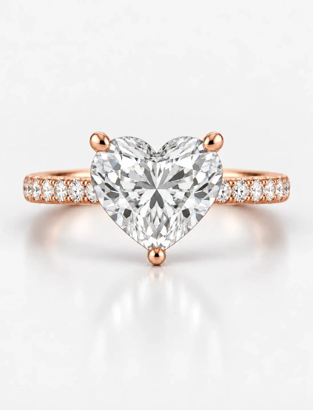 IGI Certified Lab Grown Heart-Shaped Diamond with Round Side Stones Engagement Ring in Gold & Platinum