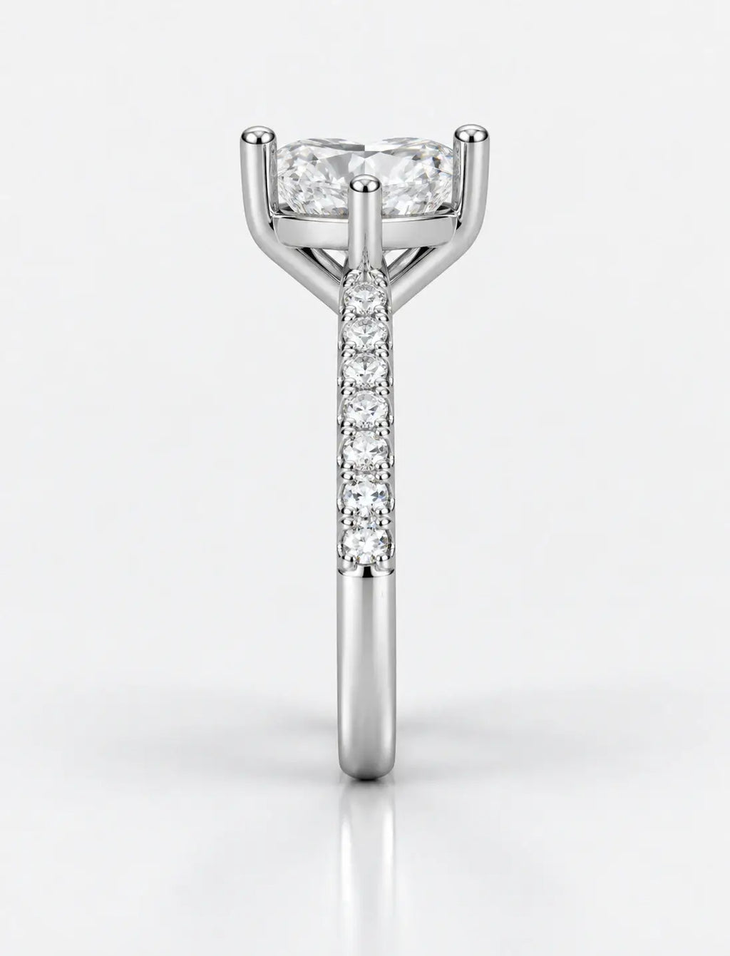 IGI Certified Lab Grown Heart-Shaped Diamond with Round Side Stones Engagement Ring in Gold & Platinum