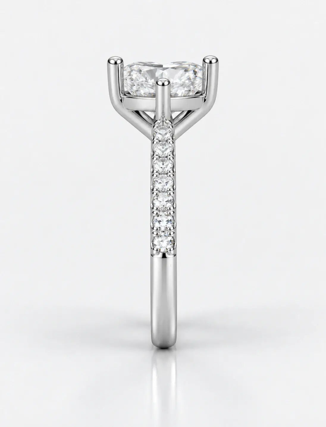 IGI Certified Lab Grown Heart-Shaped Diamond with Round Side Stones Engagement Ring in Gold & Platinum