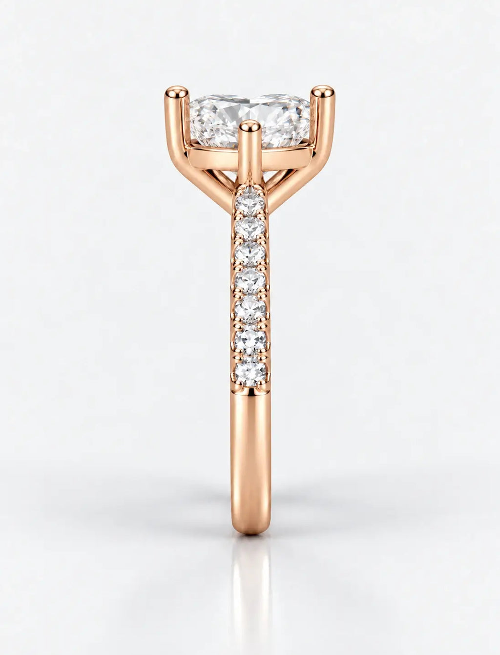 IGI Certified Lab Grown Heart-Shaped Diamond with Round Side Stones Engagement Ring in Gold & Platinum