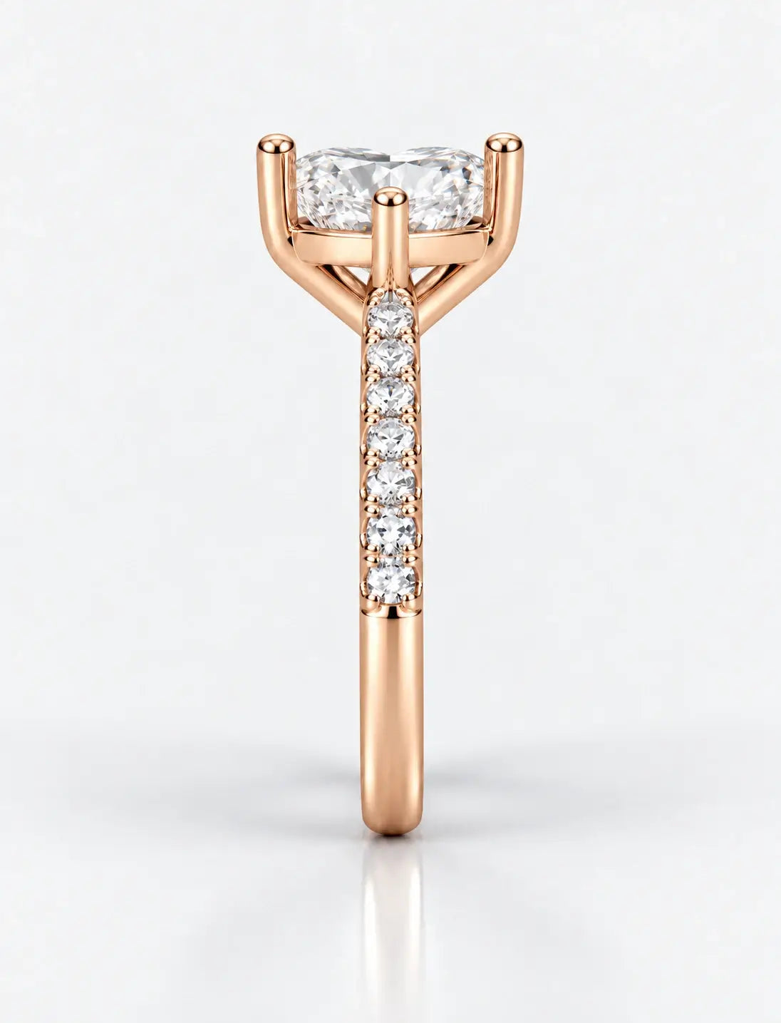 IGI Certified Lab Grown Heart-Shaped Diamond with Round Side Stones Engagement Ring in Gold & Platinum