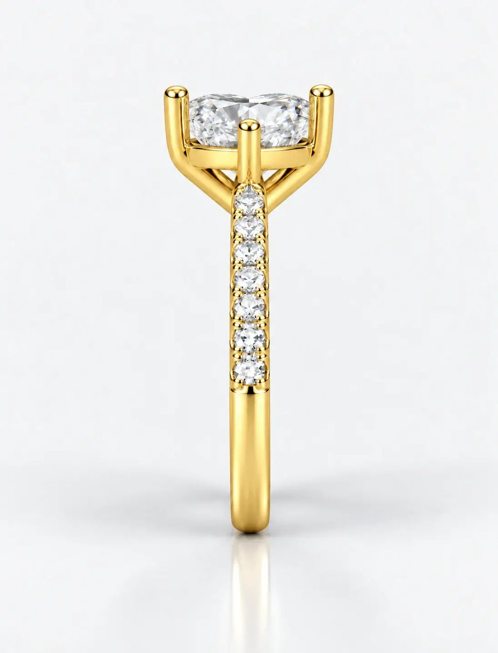 IGI Certified Lab Grown Heart-Shaped Diamond with Round Side Stones Engagement Ring in Gold & Platinum