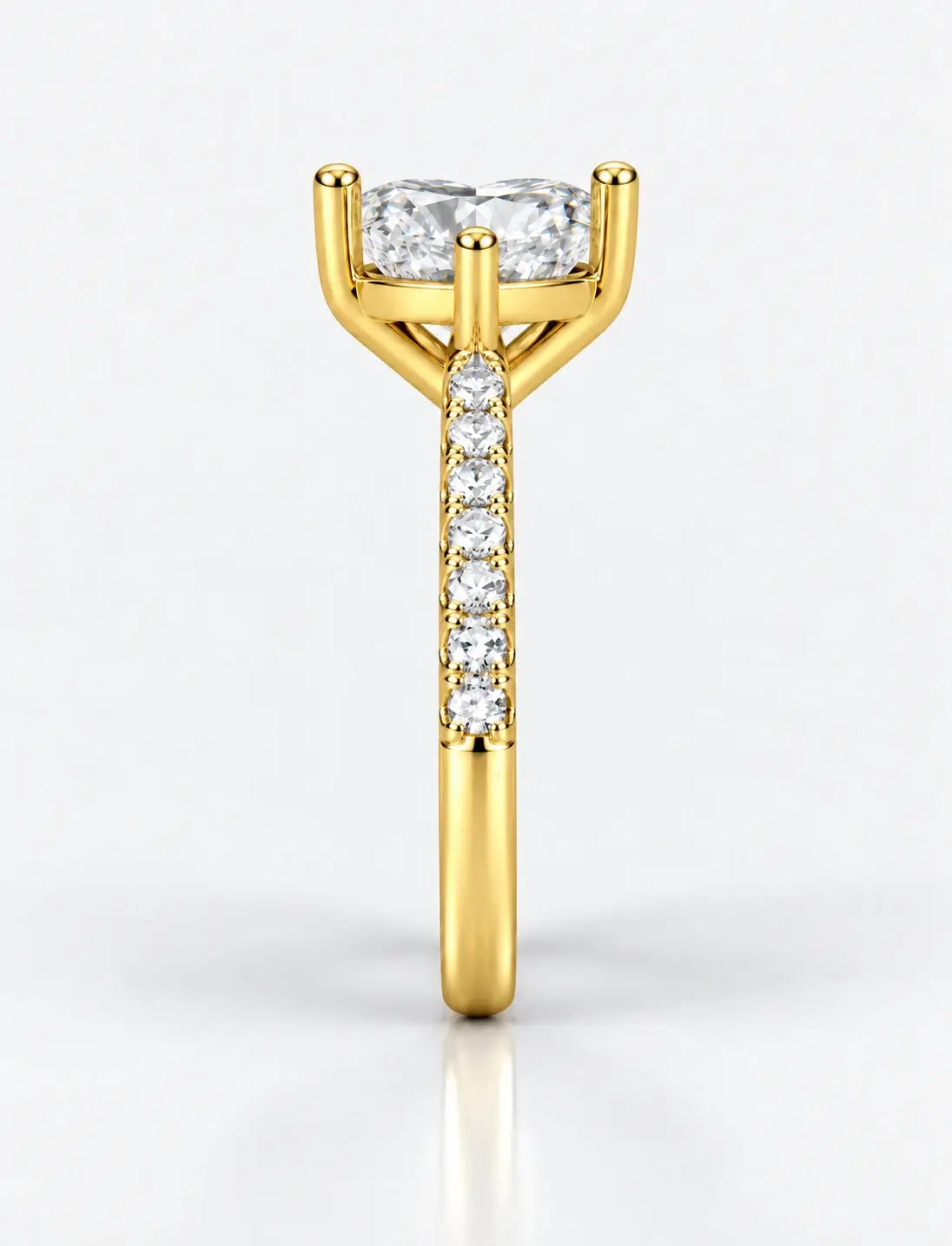 IGI Certified Lab Grown Heart-Shaped Diamond with Round Side Stones Engagement Ring in Gold & Platinum