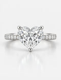 IGI Certified Lab Grown Heart-Shaped Diamond with Round Side Stones Engagement Ring in Gold & Platinum