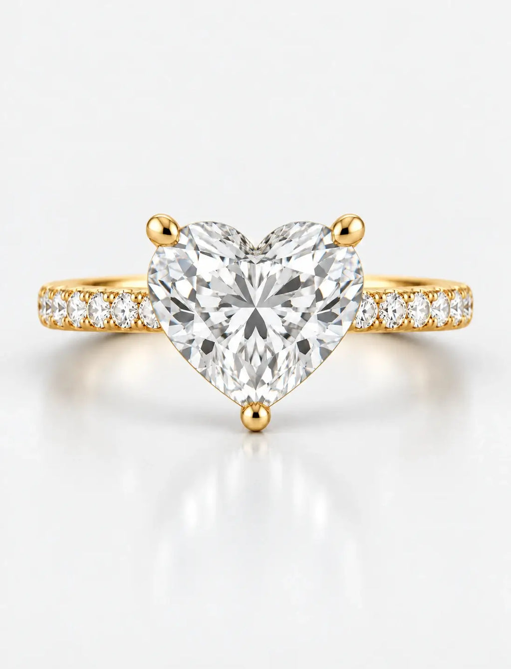 IGI Certified Lab Grown Heart-Shaped Diamond with Round Side Stones Engagement Ring in Gold & Platinum